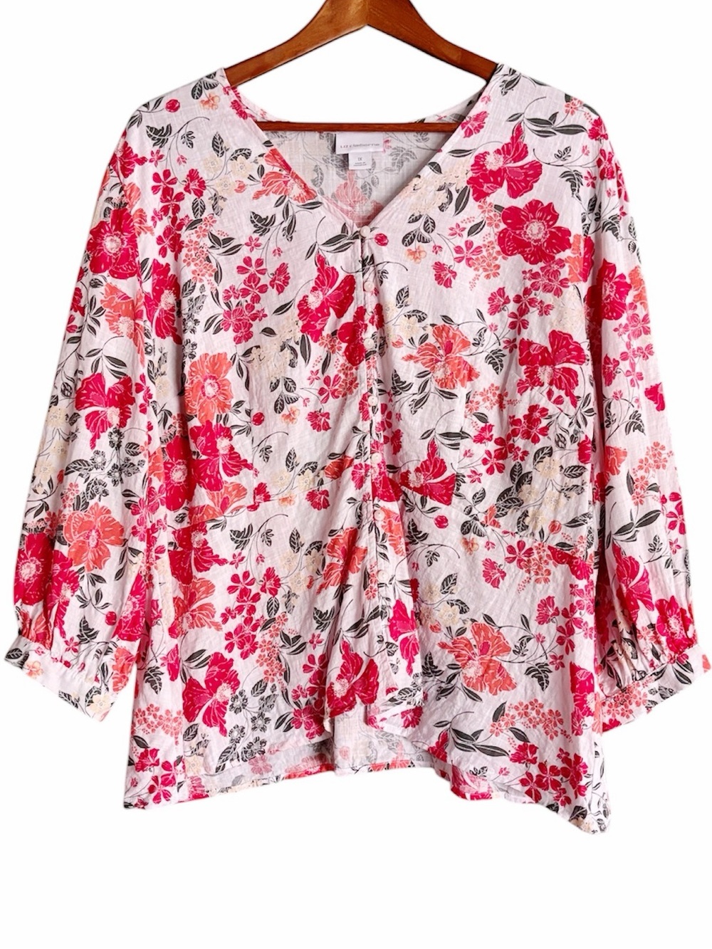 Liz Claiborne Floral Button Down Blouse Size 1X